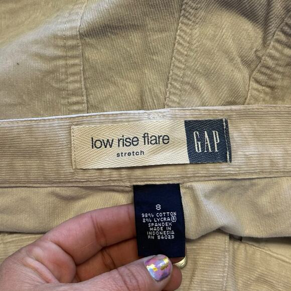 Womens Pants Size 8 Tan Corduroy Work Wear Low Rise Flare Casual Classic Retro - Picture 6 of 7